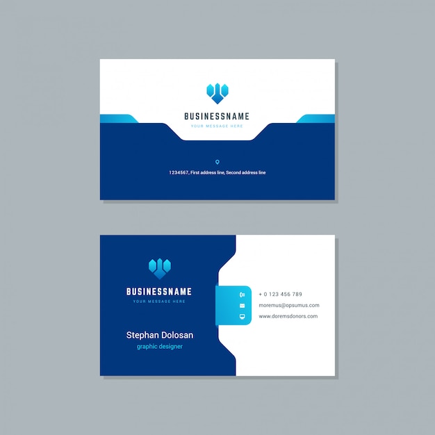 Business card design trendy blue colors template