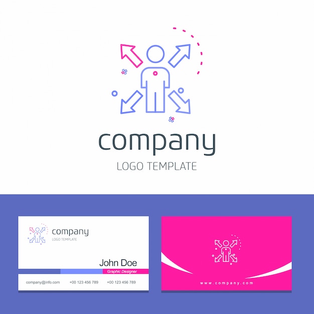 Business card design with arrows company logo vector