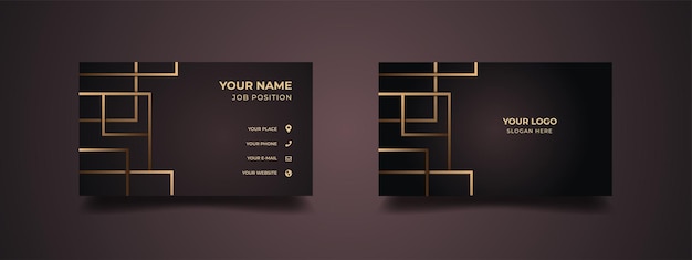 Business card design with creative modern abstract golden lines Abstract background with dark maroon