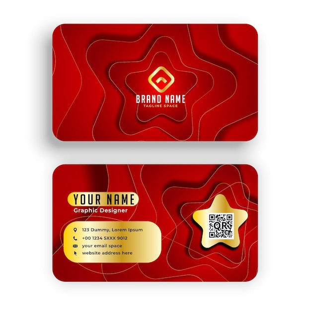 Business card design with elegant red abstract mordern design