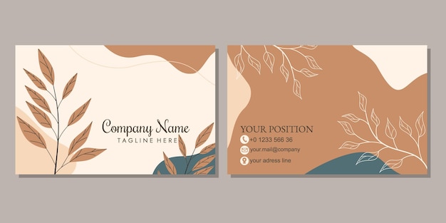 business card design with hand drawn floral pattern horizontal orientation for identity cards