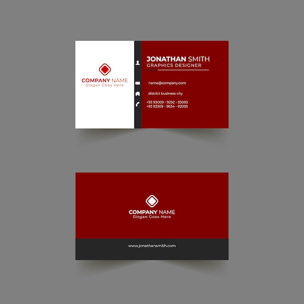 Business card design with red colors