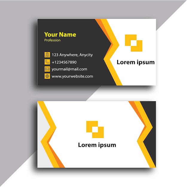 business card design yellow with white