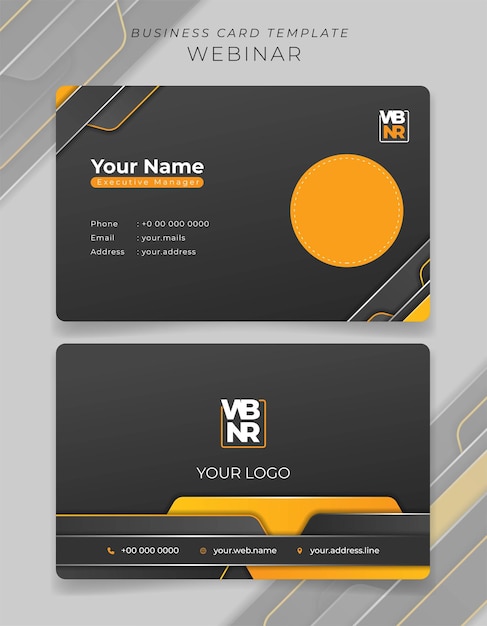 Business card or ID card template in black yellow with techno design for corporate identity design