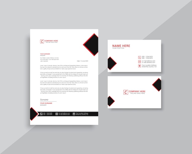 business card and letterhead stationery mockup template