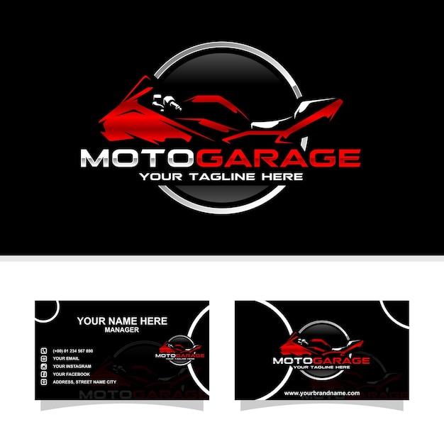 A business card for a motorcycle garage