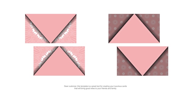 Business card in pink with a vintage white pattern for your contacts.