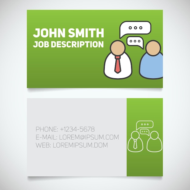 Business card print template with interview logo