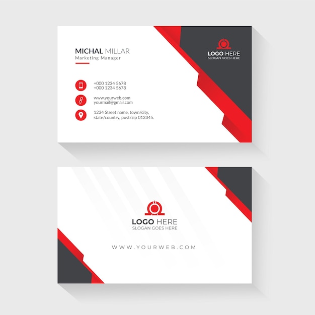 Business card in red and black color