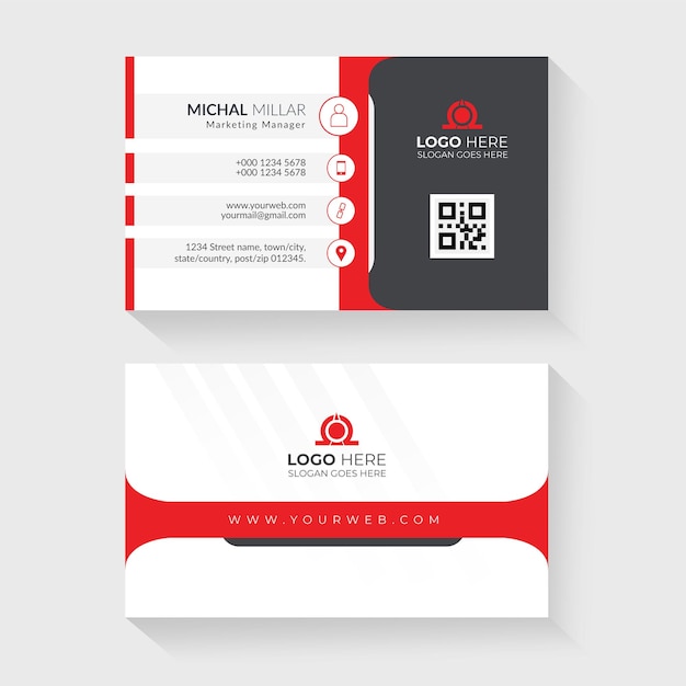 Business card in red and black color