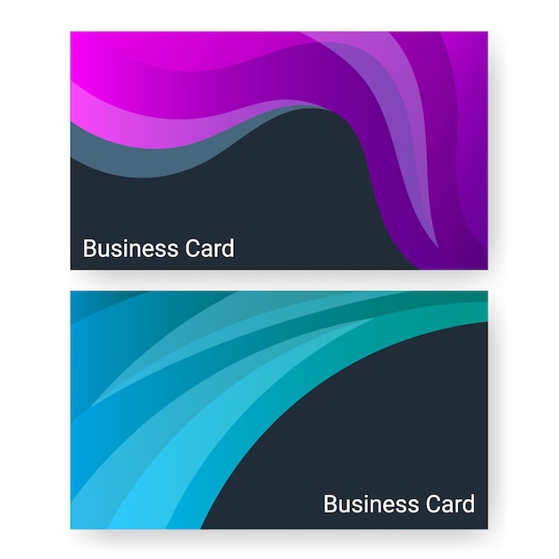 Business card set templates background wave elegant