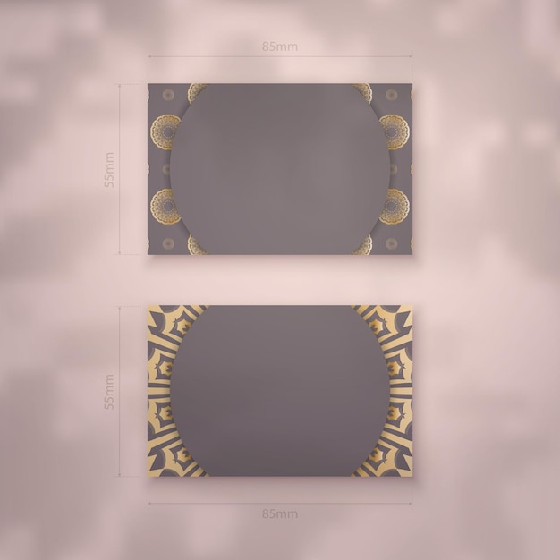 Business card template in brown color with a gold mandala pattern for your personality.