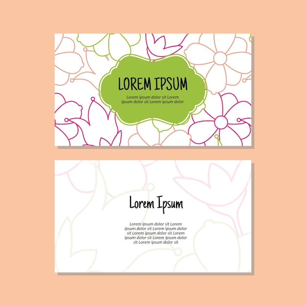 Business card template floral seamless pattern vector design Doublesided creative business card template Landscape orientation Vector illustration able to resize