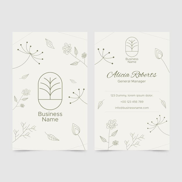 Business card template in floral style