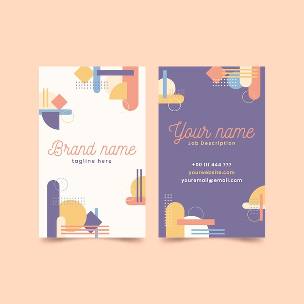 Business card template in memphis style