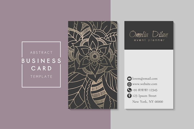 business card template set with colorful flowers