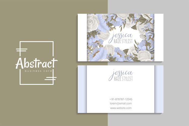 business card template set with colorful flowers