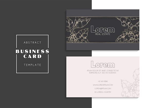 Vector business card template set with flowers