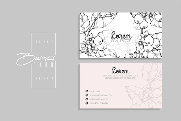 Vector business card template set with flowers