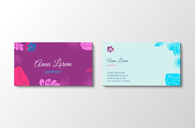 Business card template with floral background