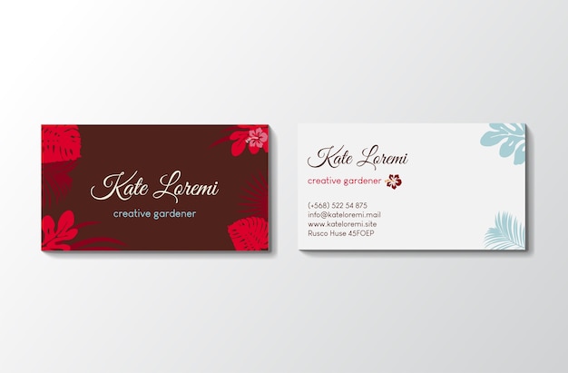 Business card template with floral background