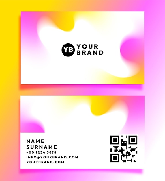 Business card template with gradient and qr code