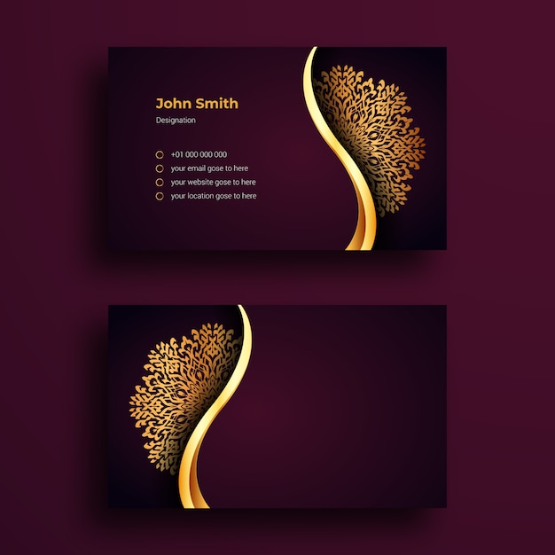 Business Card Template With Luxury Mandala Arabesque Background