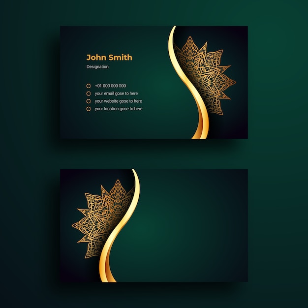 Business Card Template With Luxury Mandala Arabesque Background