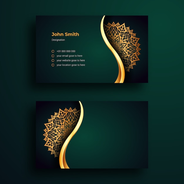 Business Card Template With Luxury Mandala Arabesque Background