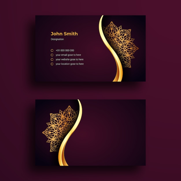 Business Card Template With Luxury Mandala Arabesque Background