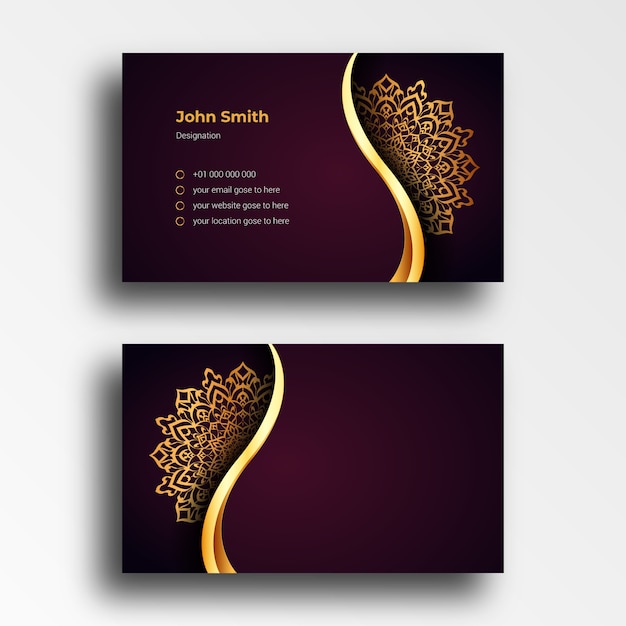 Business Card Template With Luxury Mandala Arabesque design 