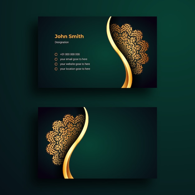 Business Card Template With Luxury Mandala Arabesque design 