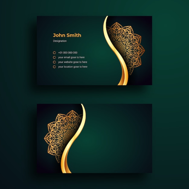 Business Card Template With Luxury Mandala Arabesque design 