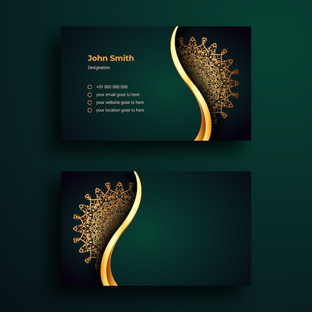 Business Card Template With Luxury Mandala Arabesque design 