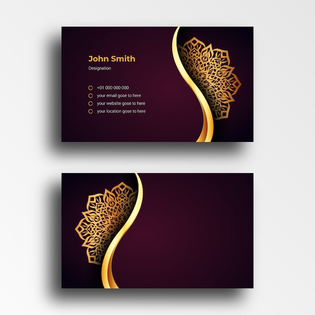 Business Card Template With Mandala Arabesque design