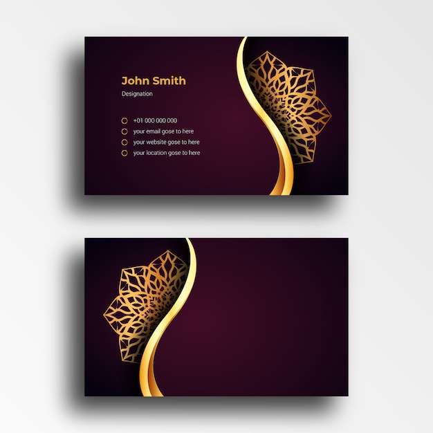 Business Card Template With Mandala Arabesque design