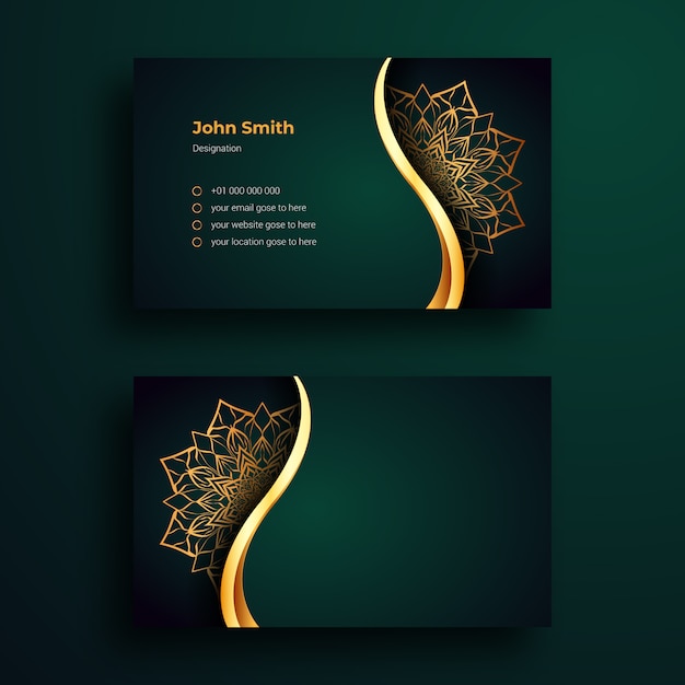 Business Card Template With Mandala Arabesque design