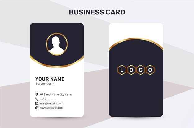 Vector the business card uses a golden color accent