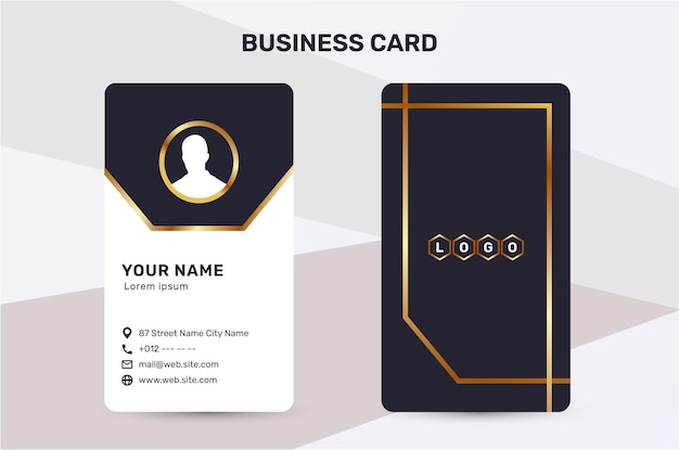 Vector the business card uses a golden color accent