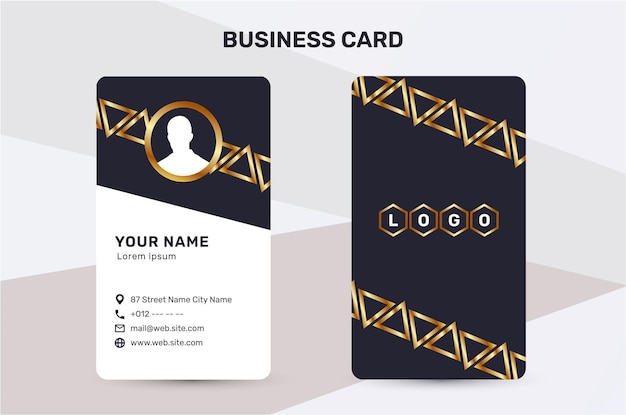 Vector the business card uses a golden color accent