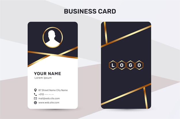 Vector the business card uses a golden color accent