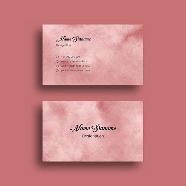 Business Card, With Abstract Splash Watercolor Background Design Template