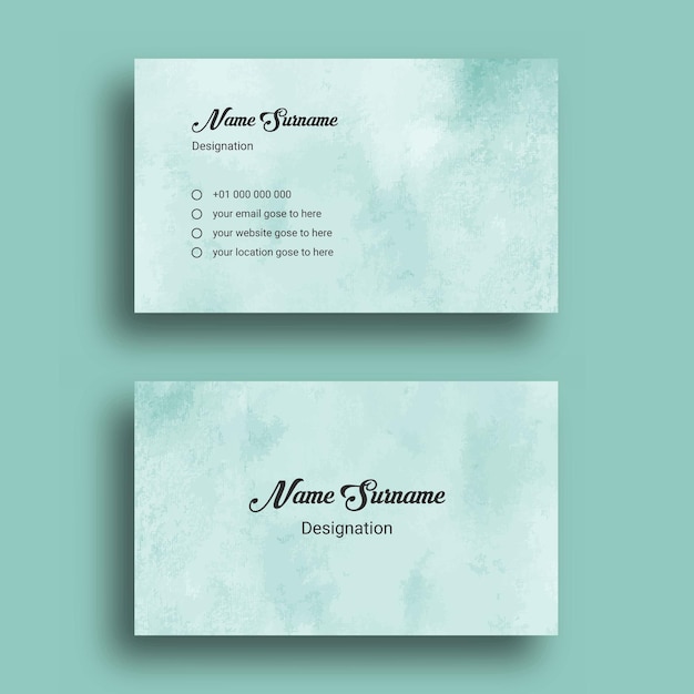 Business Card, With Abstract Splash Watercolor   Design Template