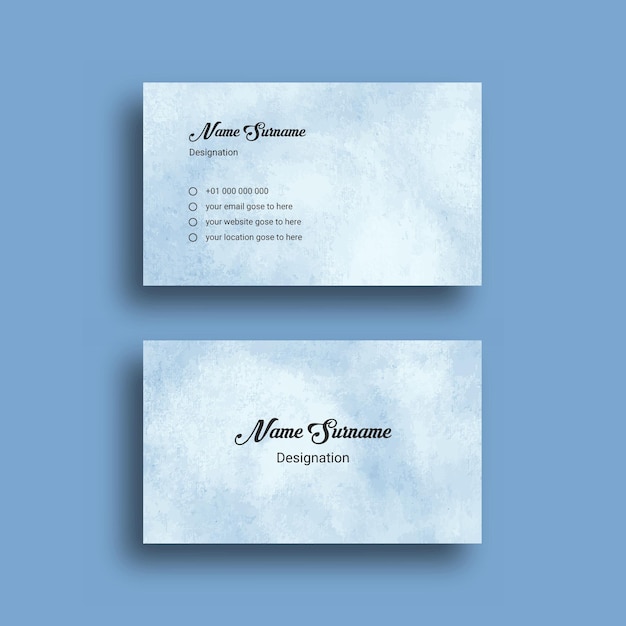 Business Card, With Abstract Splash Watercolor   Design Template