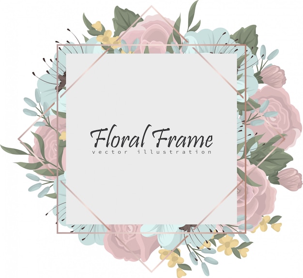 Business card with beautiful flowers. Template