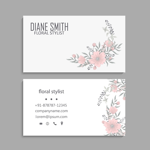 Business card with beautiful flowers. Template