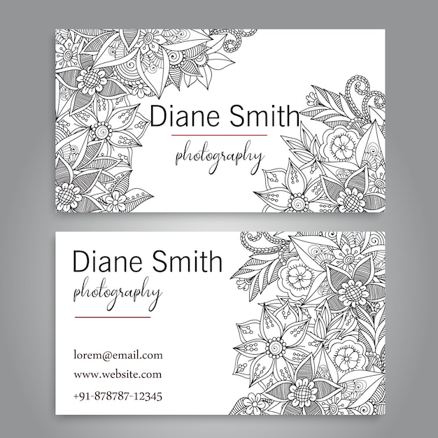 Business card with beautiful flowers.Template