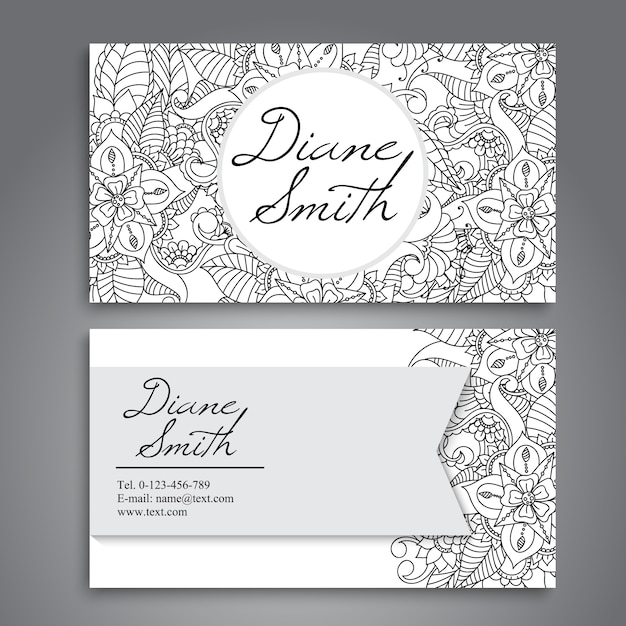 Business card with beautiful flowers. Template