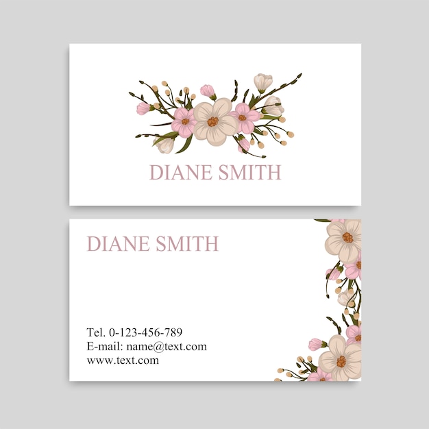 Business card with beautiful flowers. 