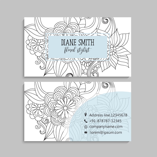 Business card with beautiful flowers